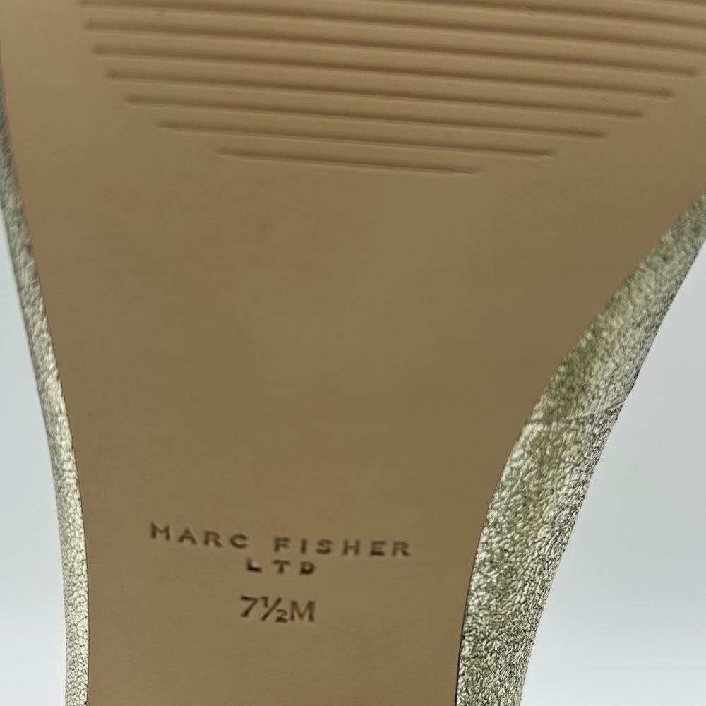 Marc Fisher LTD Marla Metallic Gold Mary Jane Block Heel Shoes Size 7.5M NWT - Picture 11 of 14